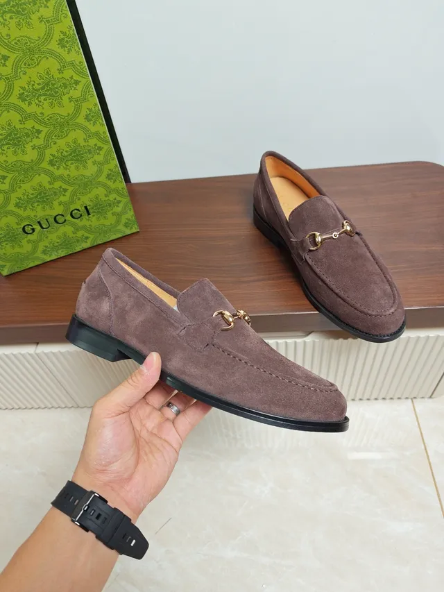 Gucci Horsebit 1955 Brown Suede Loafers