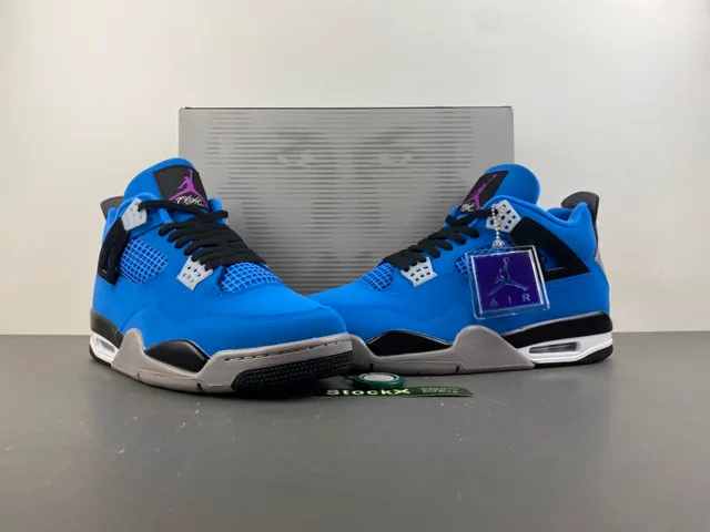 Air Jordan 4 Bright Blue Black Gray Basketball Shoes