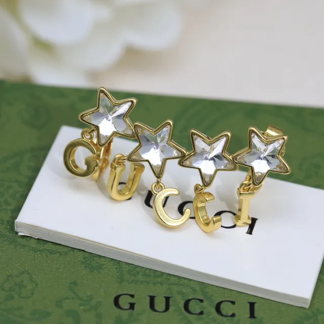 Gucci Star Crystal Gold-Tone Clip-On Earrings