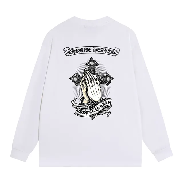 Chrome Hearts Prayer Hands Graphic Black Long-Sleeve T-Shirt