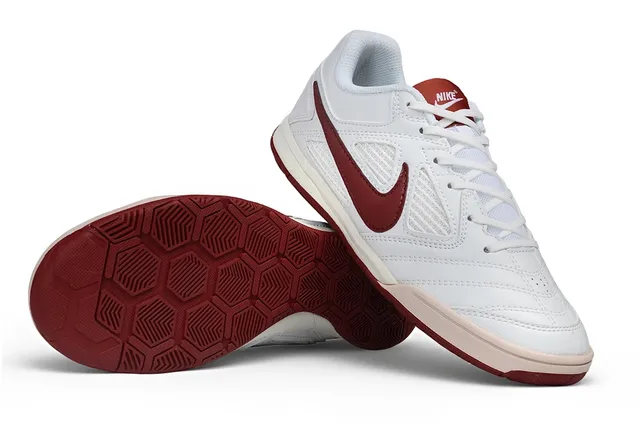 Nike Tiempo Indoor White and Burgundy Indoor Soccer Shoes
