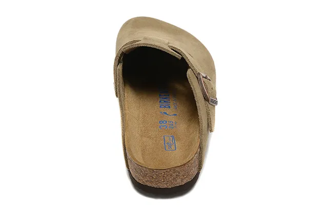 Birkenstock Arizona Suede Olive-Tan Slippers