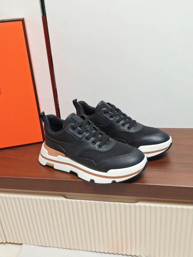 Hermès Black and White Platform Sneaker