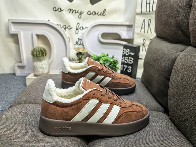 Adidas Beige Suede Shearling-Lined Lifestyle Sneakers