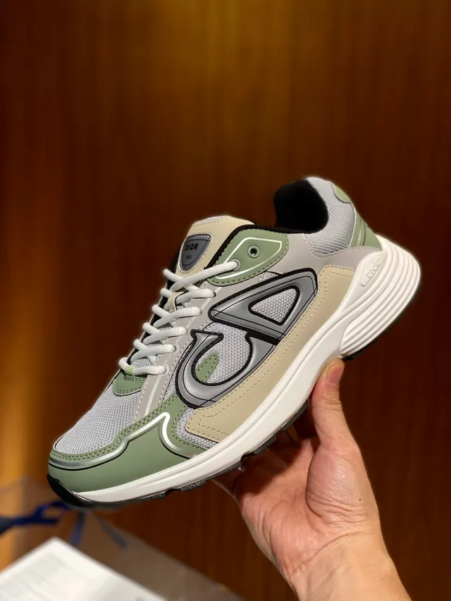 Dior B30 Sage Green and Beige Lifestyle Sneakers