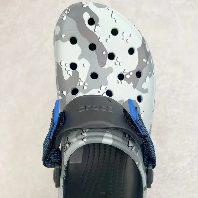 Crocs Gray Blue Camouflage-Print Adjustable Strap Clog