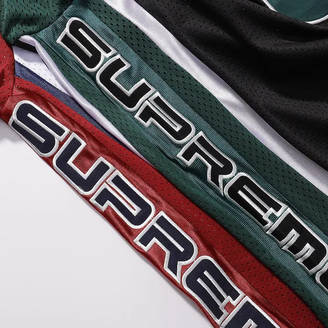 Supreme Rose Collaboration White Red V-Neck Mesh Construction Jersey