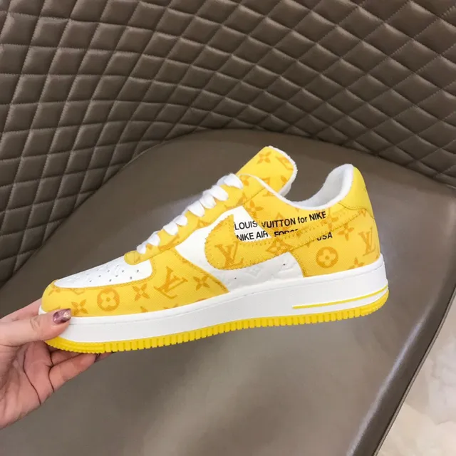 Nike Air Force 1 Yellow Monogram Print Lifestyle Sneakers