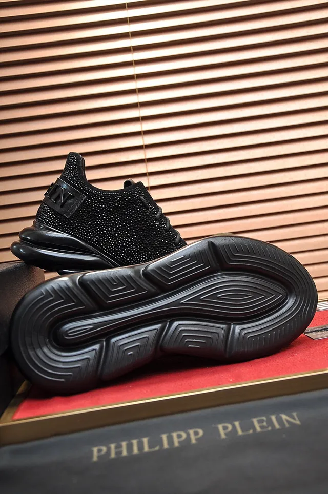 Philipp Plein Crystal-Embellished Knit Black Lifestyle Sneakers