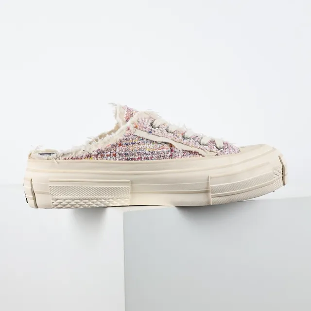 Converse Multicolor Beige Tweed Upper Frayed Edge Detail Lifestyle Sneakers