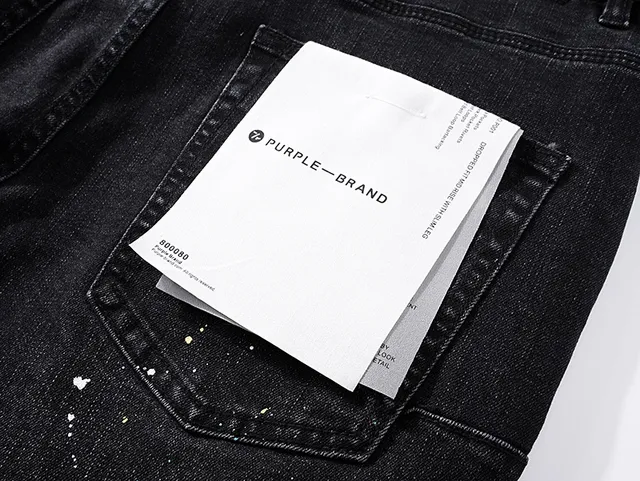 Purple Brand Distressed Paint-Splattered Black Denim Jeans