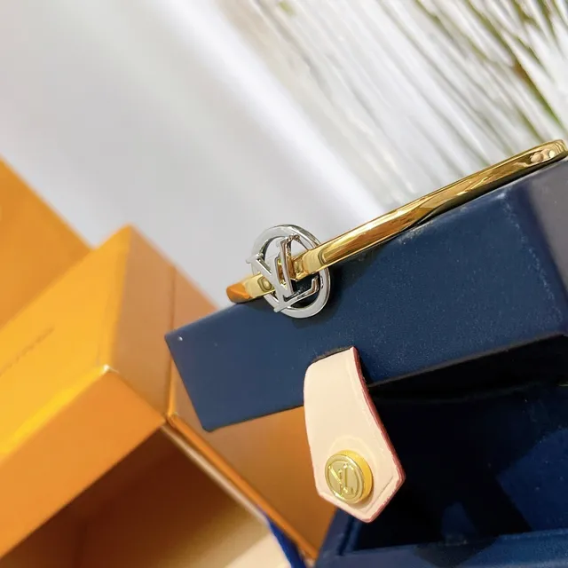 Louis Vuitton LV Circle Gold-Tone Interlocking Monogram Bracelet