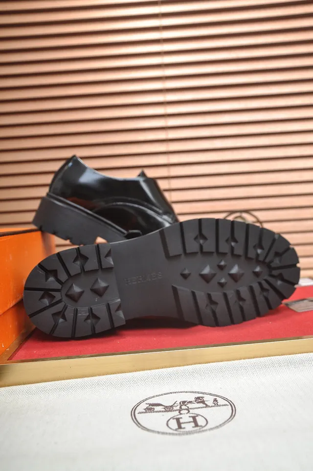Hermès Buckled Monk Shoe Black Patent Leather Monk Shoes