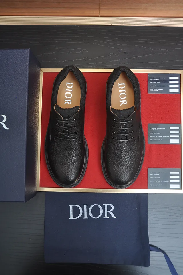 Dior Black Red Pebbled Leather Chunky Lug Sole Derby Shoes