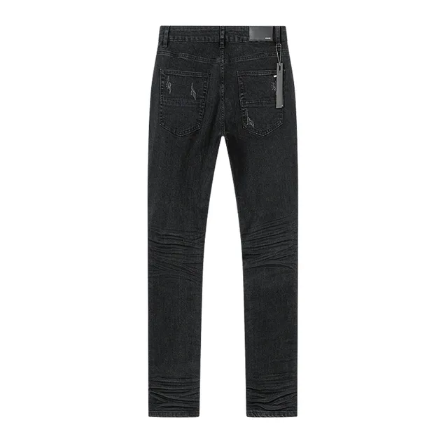 Distressed Slim-Fit Black Denim Jeans