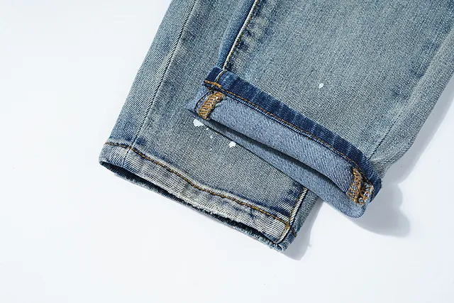 Purple Brand Distressed Paint-Splattered Tapered-Fit Mid-Rise Jeans