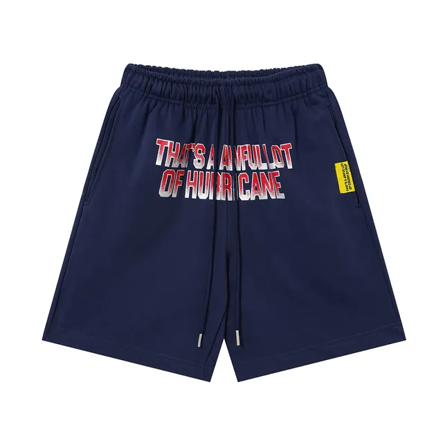 Navy Blue Gradient Graphic Print Elastic-Waist Shorts