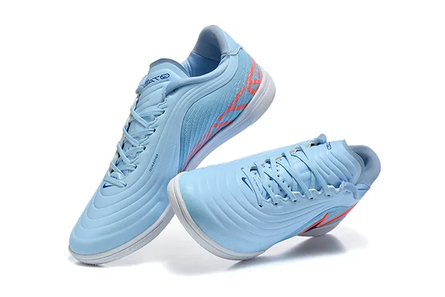 Nike Blue Orange Low-Top Textured Wave-Pattern Upper Indoor Soccer Shoes