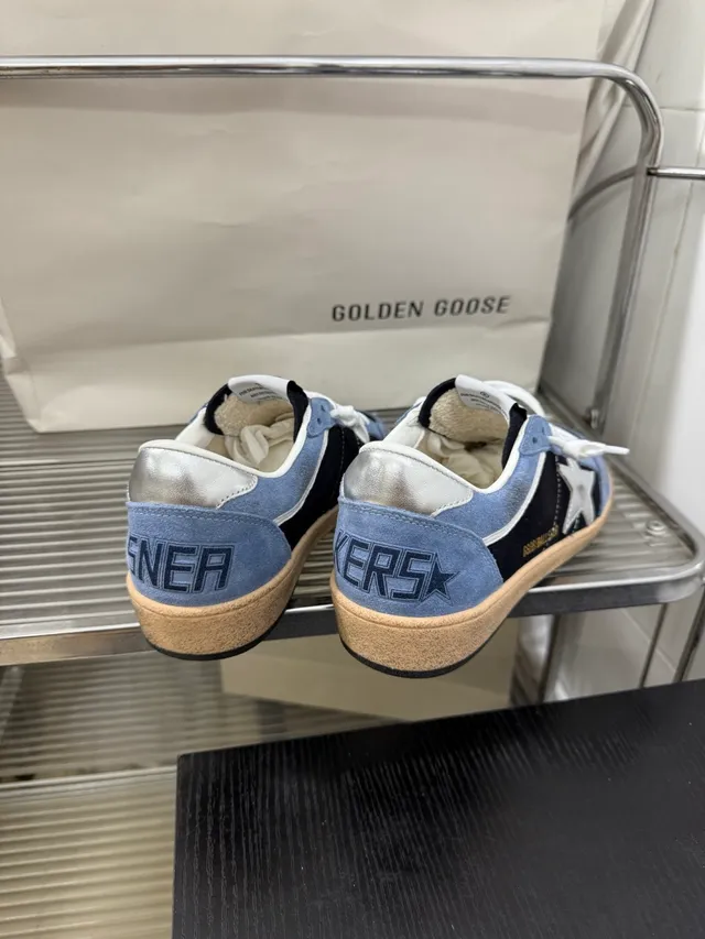 Golden Goose Ball Star Light Blue and Black Suede Lifestyle Sneakers