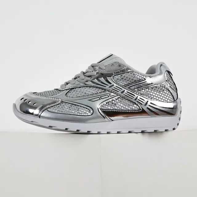 ASICS Silver White Metallic Reflective Overlays Breathable Mesh Upper Lifestyle Sneakers