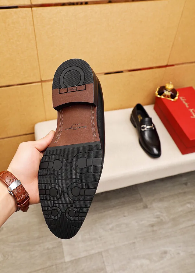 Salvatore Ferragamo Gancini Black Leather Horsebit Loafers