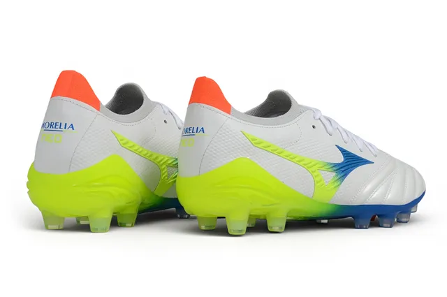 Mizuno White Multicolor Quilted Leather Toe Synthetic Mesh Upper Firm-Ground Soccer Shoes