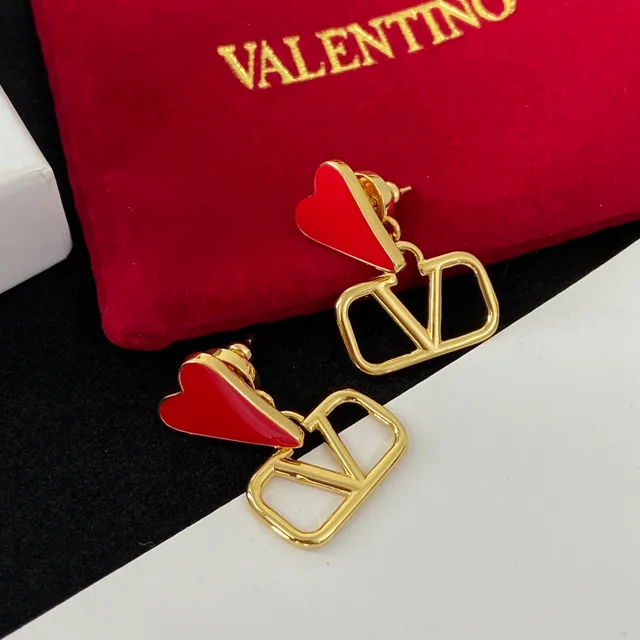 Valentino VLTN Enamel Heart Stud Earrings