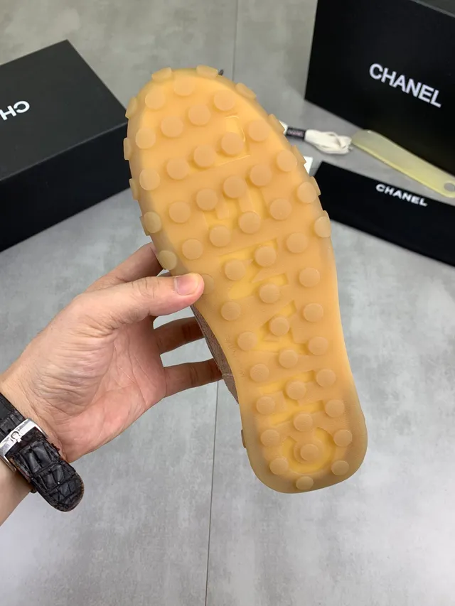 Chanel Beige Gray Mixed-Material Upper Suede And Mesh Lifestyle Sneakers