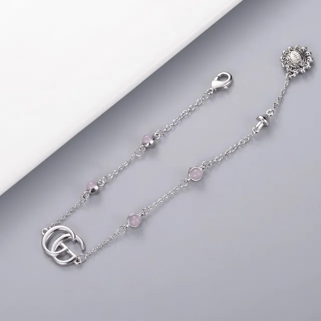 Gucci Silver Blue Chain Interlocking GG Logo Bracelet