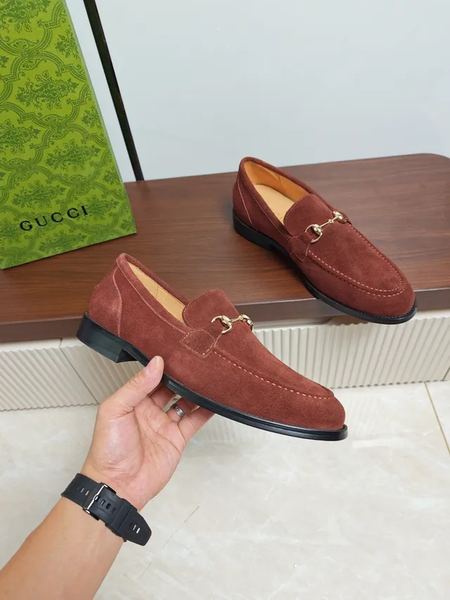 Gucci Horsebit 1955 Rust Brown Suede Loafers