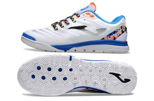 Joma Indoor Soccer Shoes White Blue Low-Top Synthetic Upper Sneakers