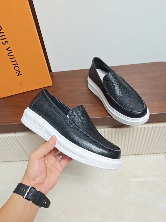 Louis Vuitton Run Away Black Monogram Leather Platform Loafers