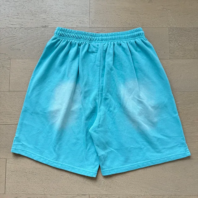 Light Blue Tribal Flame Graphic Shorts
