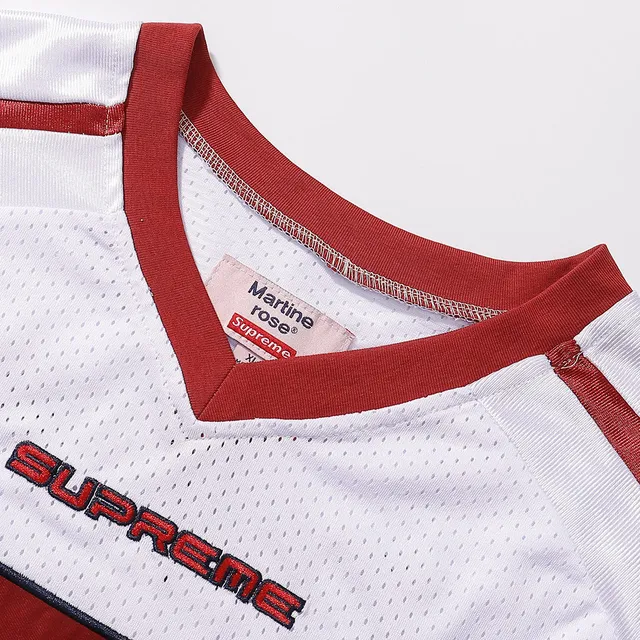 Supreme Rose Collaboration White Red V-Neck Mesh Construction Jersey