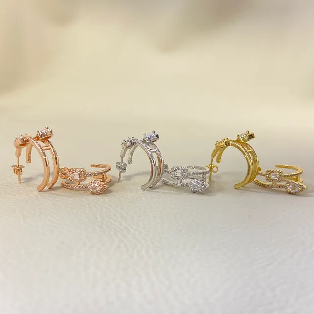 Gold and Silver Tone Pavé-Set Open-Band Multi-Stone Rings
