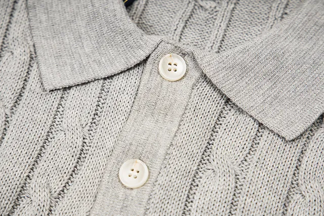 Polo Ralph Lauren Beige Navy Cable-Knit Sleeveless Polo Shirt