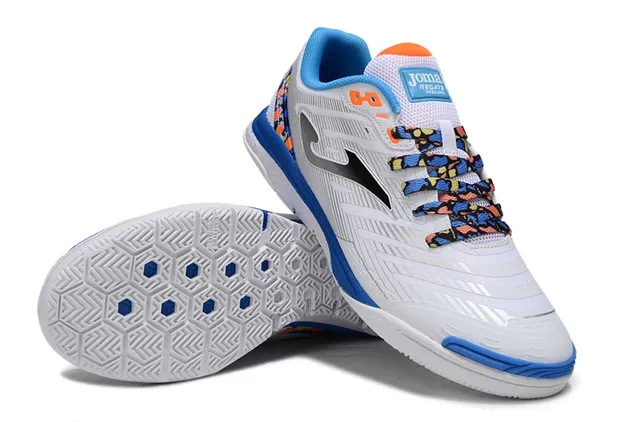 Joma Indoor Soccer Shoes White Blue Low-Top Synthetic Upper Sneakers