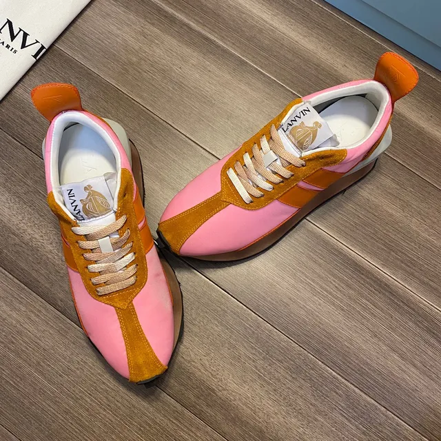 Lanvin Color-Blocked Suede and Nylon Platform Chunky Sneakers
