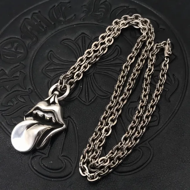 Chrome Hearts Rolling Stones Tongue Pendant Necklace
