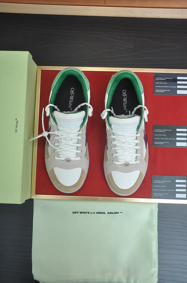 Off-White Purple Layered Mixed-Material Upper Diagonal Arrow Logo Lifestyle Sneakers