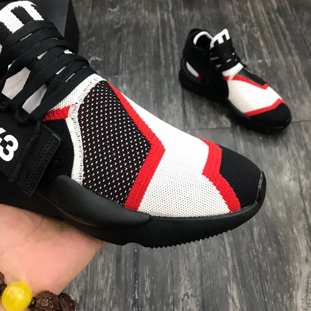 Y-3 Qasa Black Red Knit Upper Midfoot Strap Lifestyle Sneakers