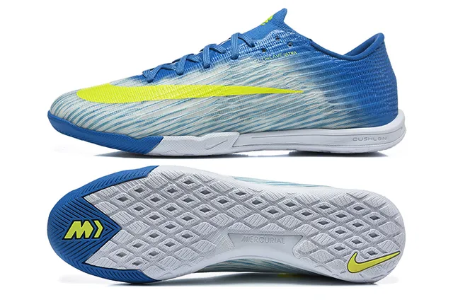 Nike Mercurial Blue Yellow Low-Cut Knit Upper Indoor Soccer Shoes