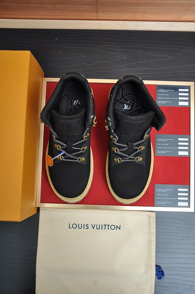 Louis Vuitton Black Beige Suede Upper Dual-Lace System Work Boots