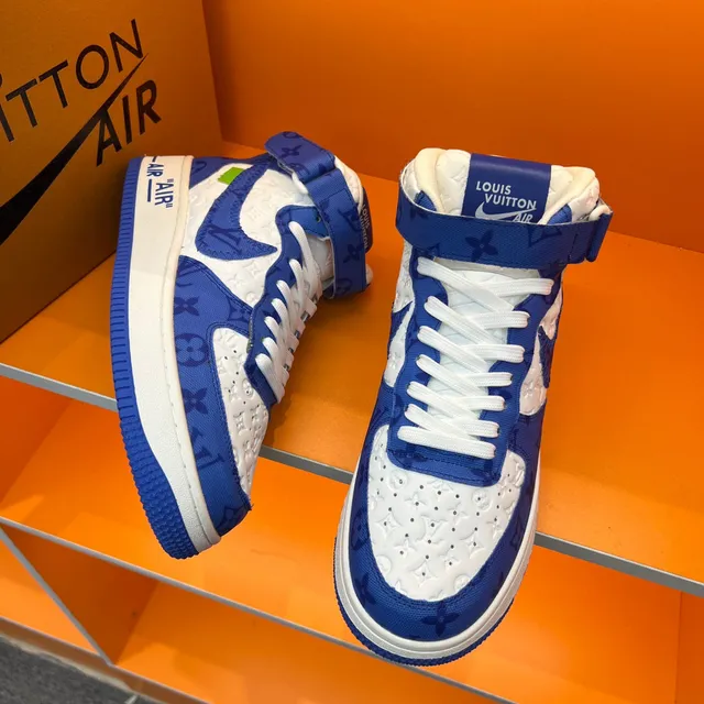 Nike x Louis Vuitton Air Force 1 High Blue Monogram Lifestyle Sneakers