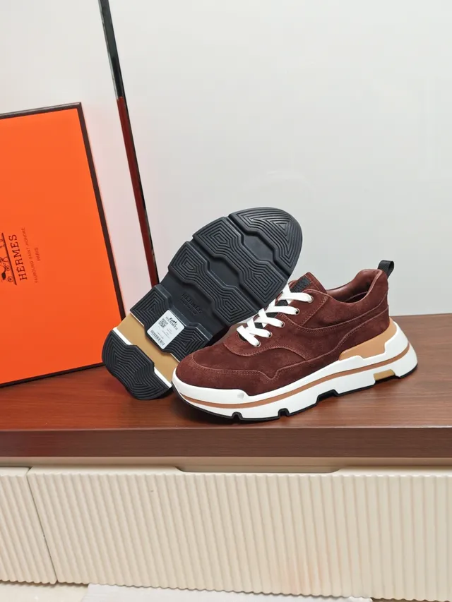 Hermès Brown Suede Chunky Sole Lifestyle Sneakers