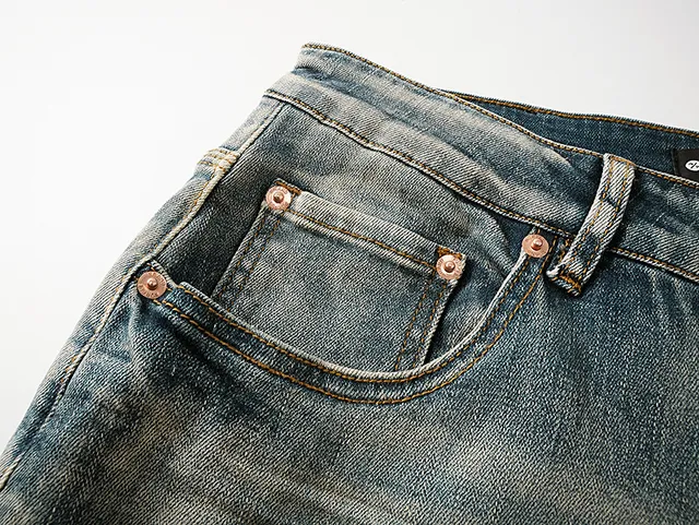 Purple Brand Distressed Paint-Splattered Slim-Fit Light Wash Jeans