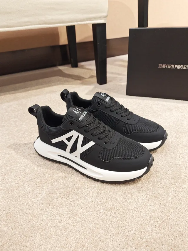 Armani Exchange Black and White AX Logo Lifestyle Sneakers