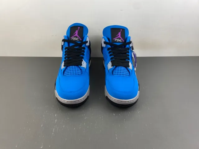 Air Jordan 4 Bright Blue Black Gray Basketball Shoes