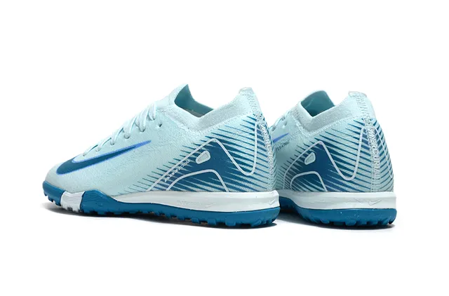 Nike Blue White Knit Upper Low-Cut Silhouette Indoor Soccer Shoes