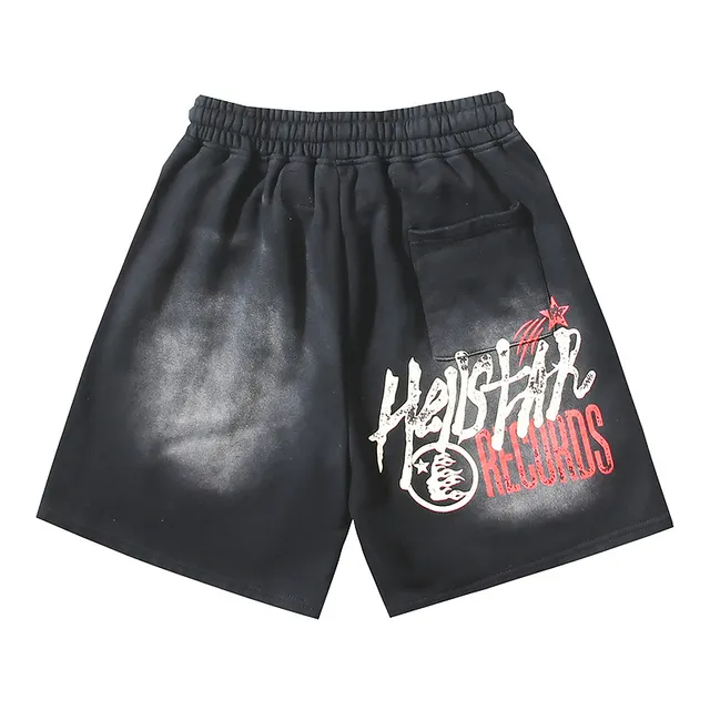 Hellstar Graphic-Print Relaxed-Fit Black Shorts